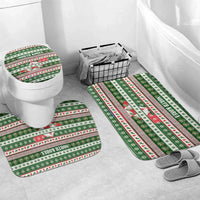 North Korea Christmas Bathroom Set with Green-Red Design, National Emblem, and Festive Snowflake Motif - Wonder Print Shop
