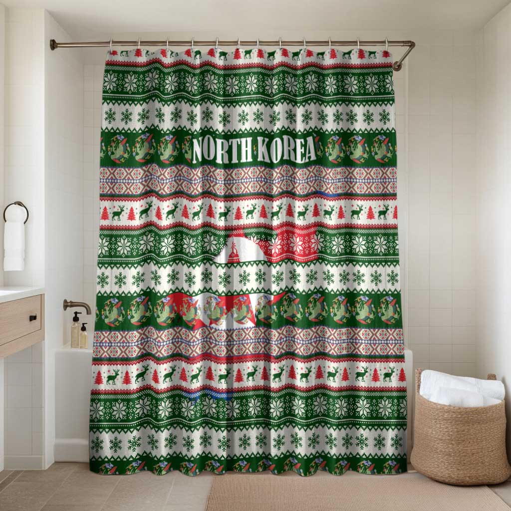 North Korea Christmas Bathroom Set with Green-Red Design, National Emblem, and Festive Snowflake Motif - Wonder Print Shop