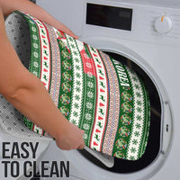 North Korea Christmas Bathroom Set with Green-Red Design, National Emblem, and Festive Snowflake Motif - Wonder Print Shop