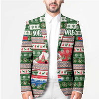 North Korea Christmas Blazer with Green-Red Design, National Emblem, and Festive Snowflake Motif - Wonder Print Shop