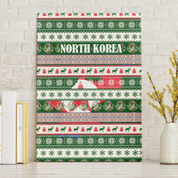 North Korea Christmas Canvas Wall Art with Green-Red Design, National Emblem, and Festive Snowflake Motif - Wonder Print Shop