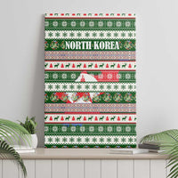 North Korea Christmas Canvas Wall Art with Green-Red Design, National Emblem, and Festive Snowflake Motif - Wonder Print Shop