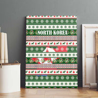 North Korea Christmas Canvas Wall Art with Green-Red Design, National Emblem, and Festive Snowflake Motif - Wonder Print Shop