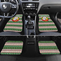 North Korea Christmas Car Mats with Green-Red Design, National Emblem, and Festive Snowflake Motif - Wonder Print Shop