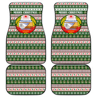 North Korea Christmas Car Mats with Green-Red Design, National Emblem, and Festive Snowflake Motif - Wonder Print Shop