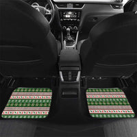 North Korea Christmas Car Mats with Green-Red Design, National Emblem, and Festive Snowflake Motif - Wonder Print Shop