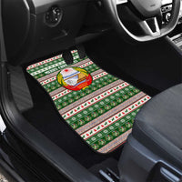 North Korea Christmas Car Mats with Green-Red Design, National Emblem, and Festive Snowflake Motif - Wonder Print Shop