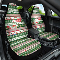 North Korea Christmas Car Seat Cover with Green-Red Design, National Emblem, and Festive Snowflake Motif - Wonder Print Shop