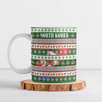 North Korea Christmas Ceramic Mug with Green-Red Design, National Emblem, and Festive Snowflake Motif - Wonder Print Shop