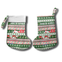 North Korea Christmas Stocking with Green-Red Design, National Emblem, and Festive Snowflake Motif - Wonder Print Shop