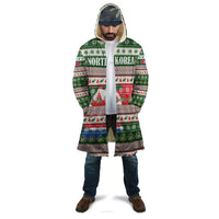 North Korea Christmas Cloak with Green-Red Design, National Emblem, and Festive Snowflake Motif - Wonder Print Shop