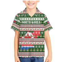 North Korea Christmas Family Matching Mermaid Dress and Hawaiian Shirt with Green-Red Design, National Emblem, and Festive Snowflake Motif - Wonder Print Shop