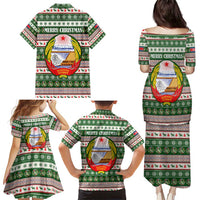 North Korea Christmas Family Matching Puletasi and Hawaiian Shirt with Green-Red Design, National Emblem, and Festive Snowflake Motif - Wonder Print Shop