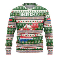 North Korea Christmas Ugly Christmas Sweater with Green-Red Design, National Emblem, and Festive Snowflake Motif - Wonder Print Shop