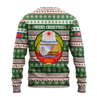 North Korea Christmas Ugly Christmas Sweater with Green-Red Design, National Emblem, and Festive Snowflake Motif - Wonder Print Shop