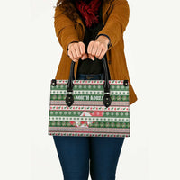 North Korea Christmas Leather Bag with Green-Red Design, National Emblem, and Festive Snowflake Motif - Wonder Print Shop