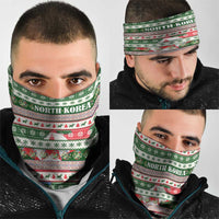 North Korea Christmas Neck Gaiter with Green-Red Design, National Emblem, and Festive Snowflake Motif - Wonder Print Shop