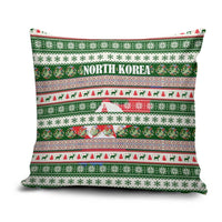 North Korea Christmas Pillow Cover with Green-Red Design, National Emblem, and Festive Snowflake Motif - Wonder Print Shop