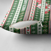 North Korea Christmas Pillow Cover with Green-Red Design, National Emblem, and Festive Snowflake Motif - Wonder Print Shop
