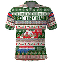 North Korea Christmas Polo Shirt with Green-Red Design, National Emblem, and Festive Snowflake Motif - Wonder Print Shop
