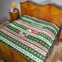 North Korea Christmas Quilt with Green-Red Design, National Emblem, and Festive Snowflake Motif - Wonder Print Shop