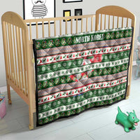 North Korea Christmas Quilt with Green-Red Design, National Emblem, and Festive Snowflake Motif - Wonder Print Shop