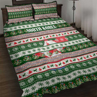 North Korea Christmas Quilt Bed Set with Green-Red Design, National Emblem, and Festive Snowflake Motif - Wonder Print Shop