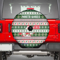 North Korea Christmas Spare Tire Cover with Green-Red Design, National Emblem, and Festive Snowflake Motif - Wonder Print Shop