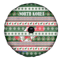 North Korea Christmas Spare Tire Cover with Green-Red Design, National Emblem, and Festive Snowflake Motif - Wonder Print Shop