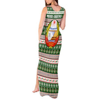 North Korea Christmas Tank Maxi Dress with Green-Red Design, National Emblem, and Festive Snowflake Motif - Wonder Print Shop