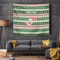 North Korea Christmas Tapestry with Green-Red Design, National Emblem, and Festive Snowflake Motif - Wonder Print Shop