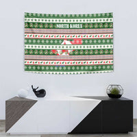 North Korea Christmas Tapestry with Green-Red Design, National Emblem, and Festive Snowflake Motif - Wonder Print Shop