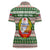 North Korea Christmas Women Polo Shirt with Green-Red Design, National Emblem, and Festive Snowflake Motif - Wonder Print Shop