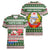 North Korea Christmas Women V-Neck T-Shirt with Green-Red Design, National Emblem, and Festive Snowflake Motif - Wonder Print Shop