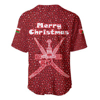 Oman Christmas Baseball Jersey with Red Geometric Design, White Oryx, and National Emblem Motif - Wonder Print Shop