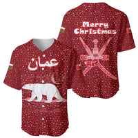 Oman Christmas Baseball Jersey with Red Geometric Design, White Oryx, and National Emblem Motif - Wonder Print Shop
