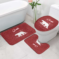 Oman Christmas Bathroom Set with Red Geometric Design, White Oryx, and National Emblem Motif - Wonder Print Shop
