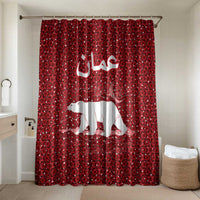 Oman Christmas Bathroom Set with Red Geometric Design, White Oryx, and National Emblem Motif - Wonder Print Shop