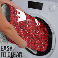 Oman Christmas Bathroom Set with Red Geometric Design, White Oryx, and National Emblem Motif - Wonder Print Shop