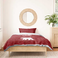 Oman Christmas Bedding Set with Red Geometric Design, White Oryx, and National Emblem Motif - Wonder Print Shop