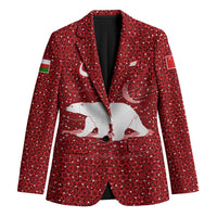 Oman Christmas Blazer with Red Geometric Design, White Oryx, and National Emblem Motif - Wonder Print Shop