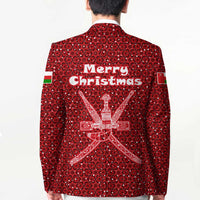 Oman Christmas Blazer with Red Geometric Design, White Oryx, and National Emblem Motif - Wonder Print Shop