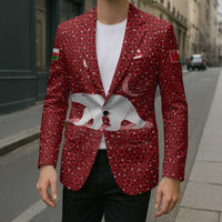 Oman Christmas Blazer with Red Geometric Design, White Oryx, and National Emblem Motif - Wonder Print Shop