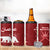 Oman Christmas 4 in 1 Can Cooler Tumbler with Red Geometric Design, White Oryx, and National Emblem Motif - Wonder Print Shop