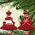Oman Christmas Ceramic Ornament with Red Geometric Design, White Oryx, and National Emblem Motif - Wonder Print Shop