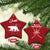 Oman Christmas Ceramic Ornament with Red Geometric Design, White Oryx, and National Emblem Motif - Wonder Print Shop