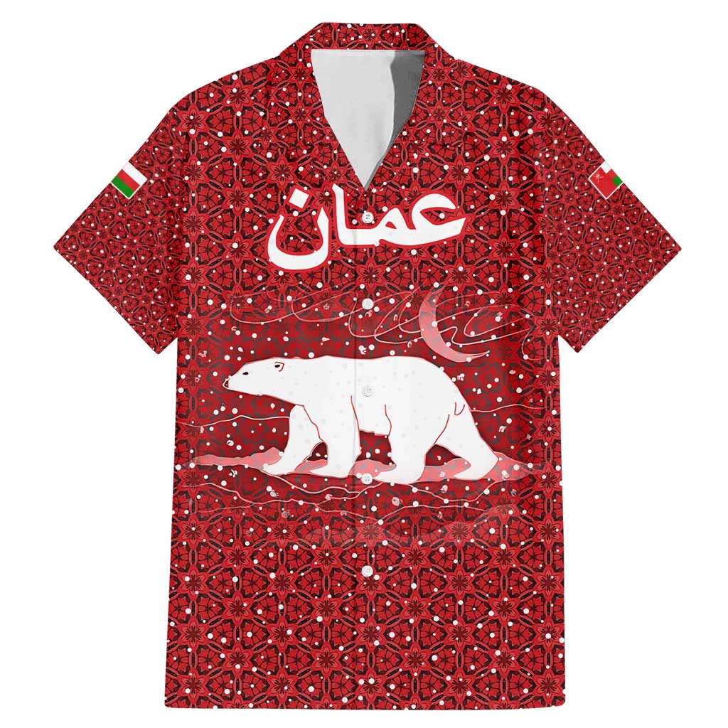 Oman Christmas Family Matching Mermaid Dress and Hawaiian Shirt with Red Geometric Design, White Oryx, and National Emblem Motif - Wonder Print Shop