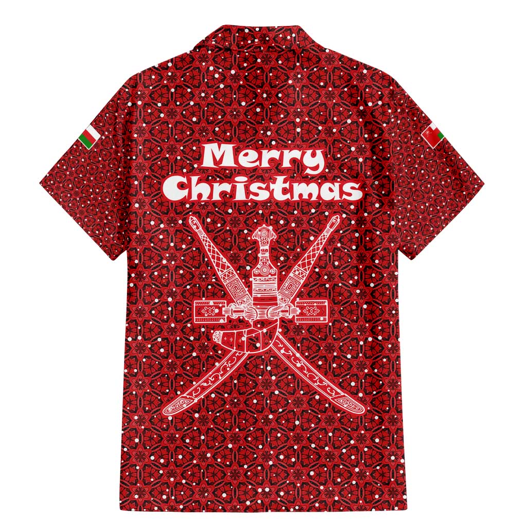 Oman Christmas Family Matching Mermaid Dress and Hawaiian Shirt with Red Geometric Design, White Oryx, and National Emblem Motif - Wonder Print Shop