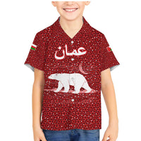 Oman Christmas Family Matching Mermaid Dress and Hawaiian Shirt with Red Geometric Design, White Oryx, and National Emblem Motif - Wonder Print Shop