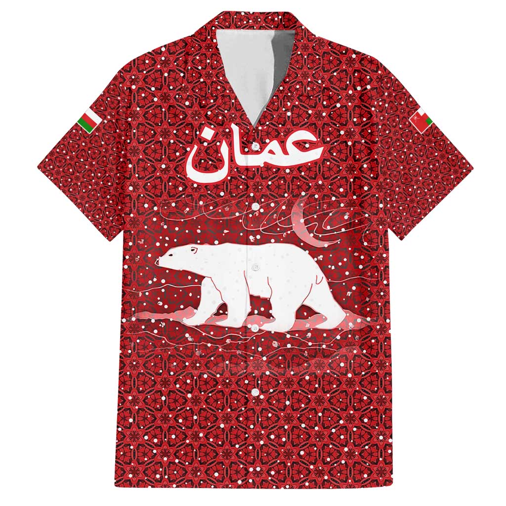 Oman Christmas Family Matching Summer Maxi Dress and Hawaiian Shirt with Red Geometric Design, White Oryx, and National Emblem Motif - Wonder Print Shop